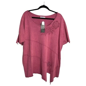 Fenini Tunic Women's Size 2X Pink Lagenlook Cotton Art to Wear Asymmetrical - Picture 1 of 7