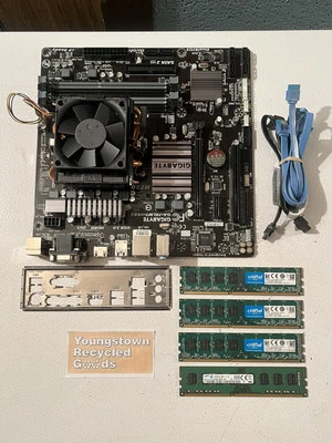GIGABYTE GA-78LMT-USB3 MOTHERBOARD COMBO AMD FX-8320 CPU 32GB RAM - Image 1 of 4
