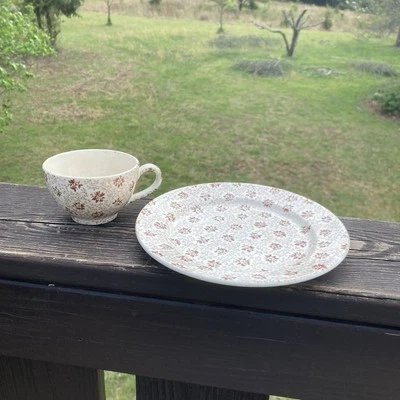 Antigua taza de té floral Royal Bonn Pompadour y plato de postre Alemania Foto 1 de 2