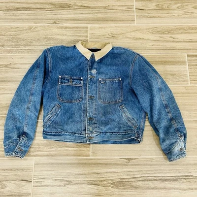 Vintage Polo Ralph Lauren Mens XL Chore Barn Coat Denim Wool Flannel Lined USA - Image 1 of 4