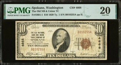 Spokane, WA - $10 1929 Ty. 1 The Old National Bank & Union Trust Company Ch. # - Image 1 of 2