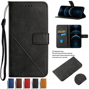 For Samsung S25 Ultra S24 Plus S23 Leather Magnetic Wallet Case Card Slot Cover - Picture 1 of 17