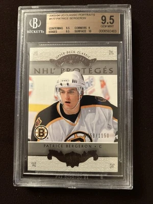 2003-04 Upper Deck Classic Portraits #177 Patrice Bergeron RC/1150 BGS 9,5 Foto 1 de 4