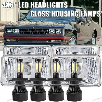 4X LED Headlights 4x6" Hi-Lo Beam DOT H4 DRL For Chevrolet Monte Carlo 1980-1988 - Image 1 of 4