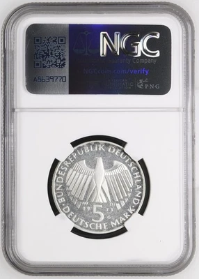 Alemania 1973 Federal - 5 marcos - Parlamento de Frankfurt - NGC Proof 66 Ultra Cameo Foto 1 de 2