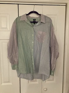 Gap The Big Shirt Womens Multi-Color Stripes Button Down Shirt Size XL Preppy - Picture 1 of 9