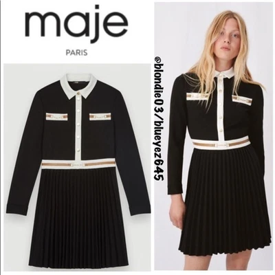 Vestido de crepé Maja con detalles en contraste Fr 42/US 10 Foto 1 de 4