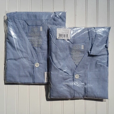 LOTE Conjunto de Pijama Fruit Of The Loom Para Hombre Pequeño S Pantalones Manga Corta Azul Rayas Foto 1 de 4