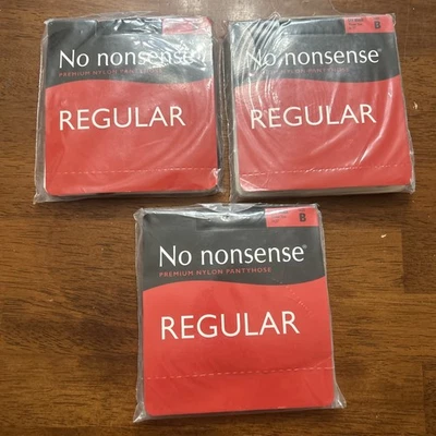 No Nonsense Pantimedias Regulares Reforzadas Negras Puntera Reforzada Talla B Lote de 3 Foto 1 de 4