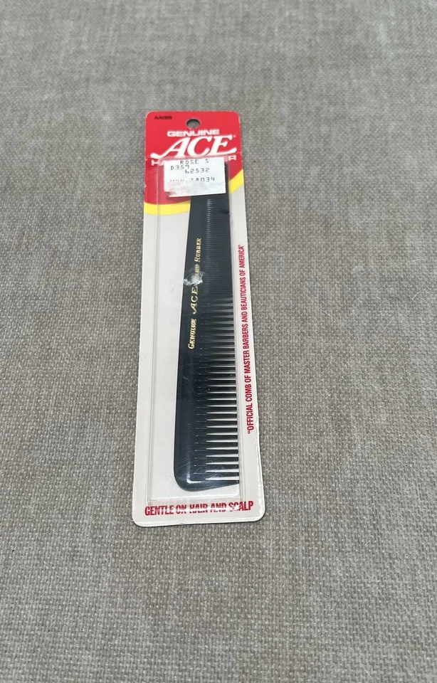 Vintage Genuine Ace Hard Rubber Comb 7" Black AA028 USA Old Stock