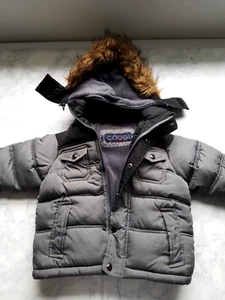 COOGI Kids Puffer Puffy Coat Winter Ski Black & Gray Faux Fur Collar Hood SZ 3T - Picture 1 of 12