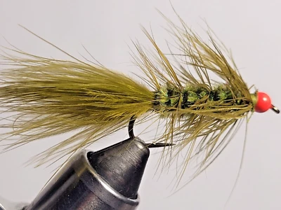 FISH WIZ LLC Egg Sucking Leech Olive with Orange Bead -size 6- (per 3)