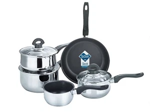 Saucepan Cookware Pan Pot 5 Piece Set Stainless Steel Induction by Buckingham - Picture 1 of 5