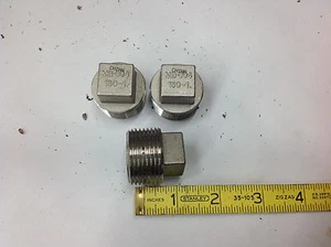 (3) Enchufe de tubo de cabeza cuadrada Merit Brass K417-16, 150#- 1" acero inoxidable 304 NUEVO - Imagen 1 de 2