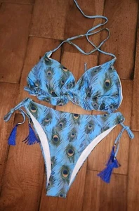 3XL / 18 Plus Women's 2 piece bikini bathing swimsuit Peacock Feathers Sexy!! - Picture 1 of 4