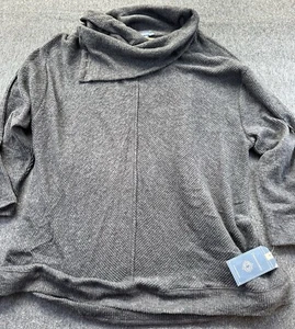 Democracy Sweater Womens XXL Gray Pullover Long Sleeve Shawl Collar New - Picture 1 of 16