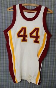 Vtg 1960's Early 1970's Maroon & Gold USC Colors Basketball Jersey Sand Knit 38