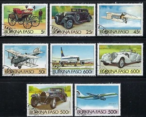 Burkina Faso 1985 8v. CTO NH Vintage Autos and Airplanes Transportation - Picture 1 of 4