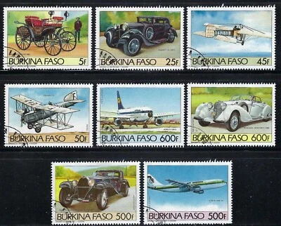 Burkina Faso 1985 8v. CTO NH Vintage Autos and Airplanes Transportation - Image 1 of 4
