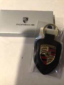 Official Porsche Crest Leather Keychain /Black