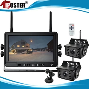 Digital Wireless 7" Monitor Splitscreen 2x Reversing Camera Kit DVR 12V 24V QUAD - Picture 1 of 16
