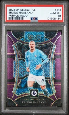 2023-24 SELECCIONAR P/L ERLING HAALAND #161 MOJO PÚRPURA PSA 10 GEMA COMO NUEVO Foto 1 de 2