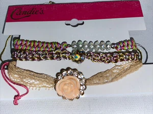 NEW Candie’s Bracelets, Lot of 3 Peach Lace Pink Beaded Rhinestones NWT $20 - Picture 1 of 2