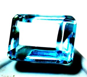 Untreated 15.45 Cts Emerald Cut Blue  Aquamarine Loose Gemstones GM9731