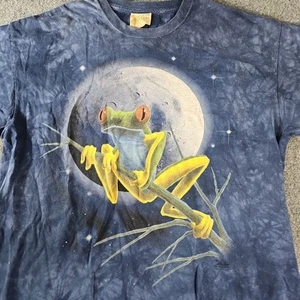 The Mountain Vintage 2002 Tree Frog with Moon Backdrop 100% Cotton Blue Print XL - Picture 1 of 8