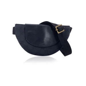 Authentic Gucci Black Monogram Canvas Half Moon Belt Waist Bag - Picture 1 of 7