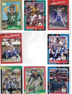 LOTE DE 8 TARJETAS DE BÉISBOL FIRMADAS A MANO OAKLAND ATHLETICS LEGENDS - Imagen 1 de 1