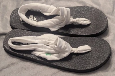 Sanuk Women's Yoga Mat Flip Flops Size 11 / 42  White - Image 1 of 4