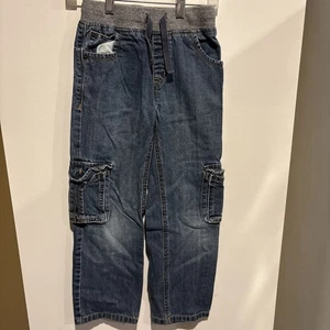 Gymboree Cargo Pull Up Jeans Size 7 New Without Tags Adjustable Waist - Picture 1 of 4