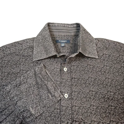 Burberry London Mens Black Paisley Pattern Made in UK Dress Shirt 15-38 - Image 1 of 4