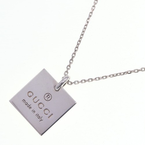 Collana Gucci Placca Quadrata Logo 223869 Sv Argento Sterling 925 Usatoolo Cion