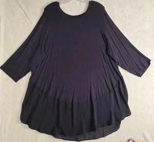 LOGO Lori Goldstein Top Damen Plus 3X lila Strick Satinbesatz geschwungener Saum A279398 - Bild 1 von 12