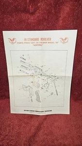 Hi-Standard Revolver Parts Price List 22 Caliber Model "R" Vintage - Picture 1 of 5