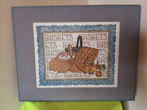 1988 Vintage Creative Calligraphy Print by Lynn Norton Parker, Baskets-Excl cond - Picture 1 of 3