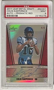 2011 Leaf Metal Draft Prismatic Red Colin Kaepernick Auto RC /5 PSA 9 MINT POP 1