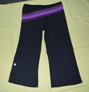 LULULEMON RETRO RAINBOW LR CROP PANT SIZE-4 INSEAM-19" REVERSE BLACK CAPRI - Picture 1 of 5