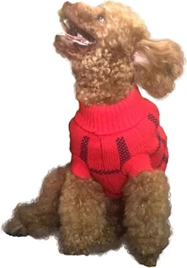 Upaw Turtleneck Dog Red & Black Argyle Winter Sweater for Small Dogs Cat - Picture 1 of 7