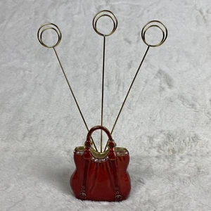 "Cartera roja portatarjetas decoración de escritorio piedras transparentes 8x3"" exhibición de novedad" - Imagen 1 de 7