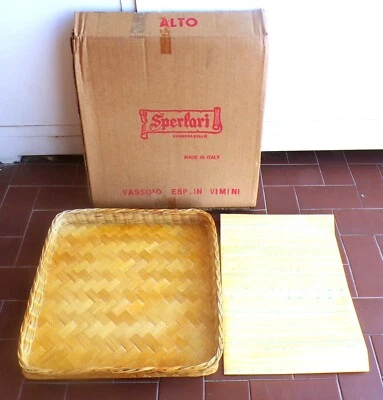 VASSOIO SPERLARI IN VIMINI per esposizione MAI USATO box - 35x35 cm caramelle - Immagine 1 di 3