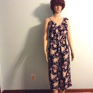 Xhilaration Women's One Shoulder Ruffle Jumpsuit Juniors Size XS Black/Pink - Picture 1 of 8