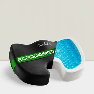 Gel Enhanced Seat Cushion Office Chair Non-Slip Memory Foam for Tailbone Pain - Picture 1 of 5