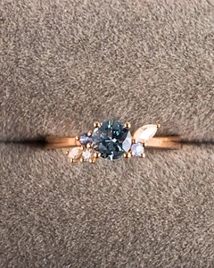 Teal montana hexagon sapphire ring vintage teal Sapphire ring hexagon teal ring - Picture 1 of 7