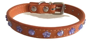 Collare per Cani Decorato in Pelle PU Arancione Regolabile Piccolo 9-11" - Foto 1 di 1