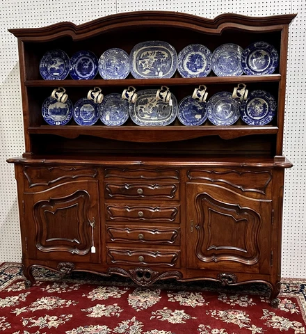 Antique Country French Walnut Vassilier Cupboard China Cabinet Plate Rack C1890 Cover