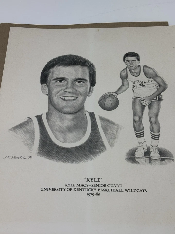 Kentucky Wildcats Baloncesto Kyle Macy Firmado Boceto Impresión 1979 J.R Martin 11x14 Foto 1 de 4