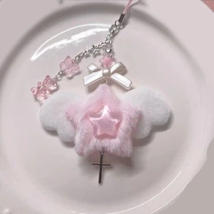 Acrylic Angel Wing Pendant Bear Bowknot Phone Lanyard Keyring - Photo 1 sur 10